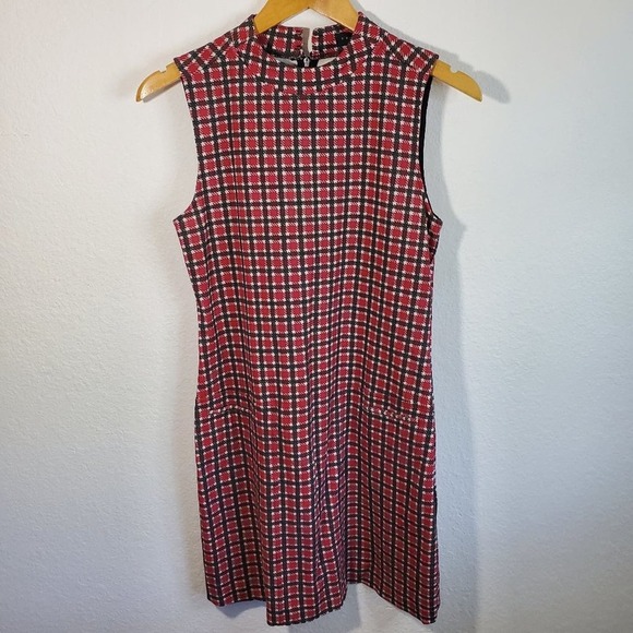 NWT Sanctuary Vintage Plaid Mock Neck Mini Dress Size Small - Picture 2 of 7
